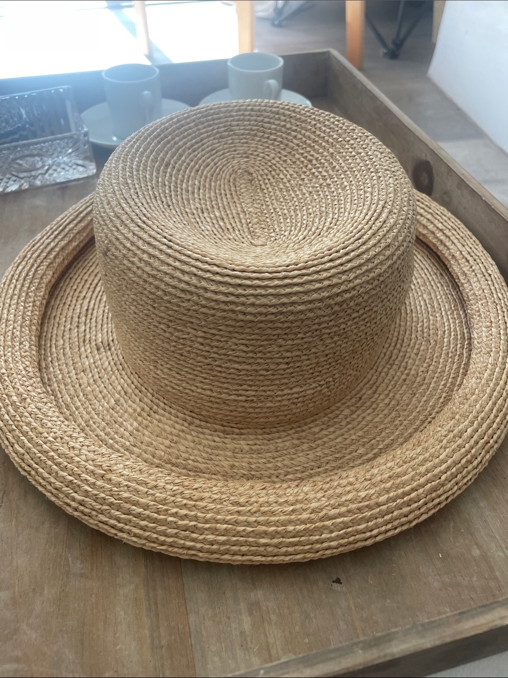 Kiminaki Women's Natural 100% Raffia Straw Sun Hat - Classic Woven Boater - Picture 2 of 5